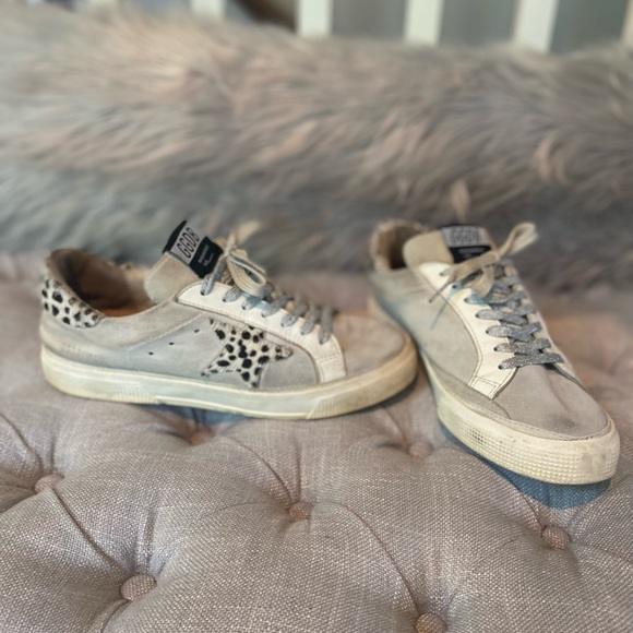  May Suede Gray Sneakers with Cheetah Print Star EU 38, US 8.